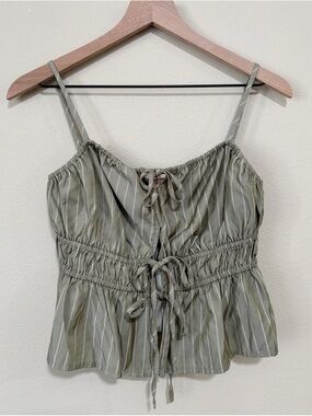 Camila Coelho Size Small Sage Green Striped Tie Front Tank Top